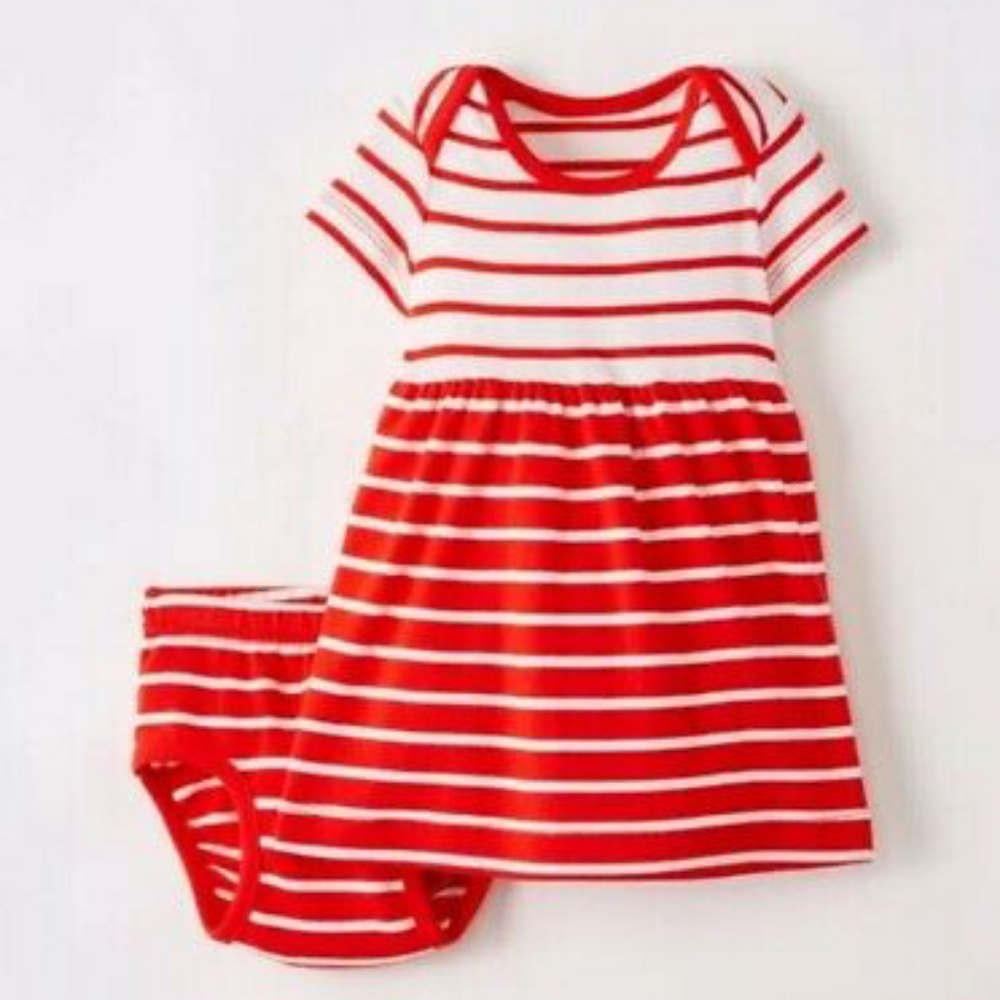 Hanna Andersson - 2 piece Striped Dress & bottoms - 18-24 months or 80cm
